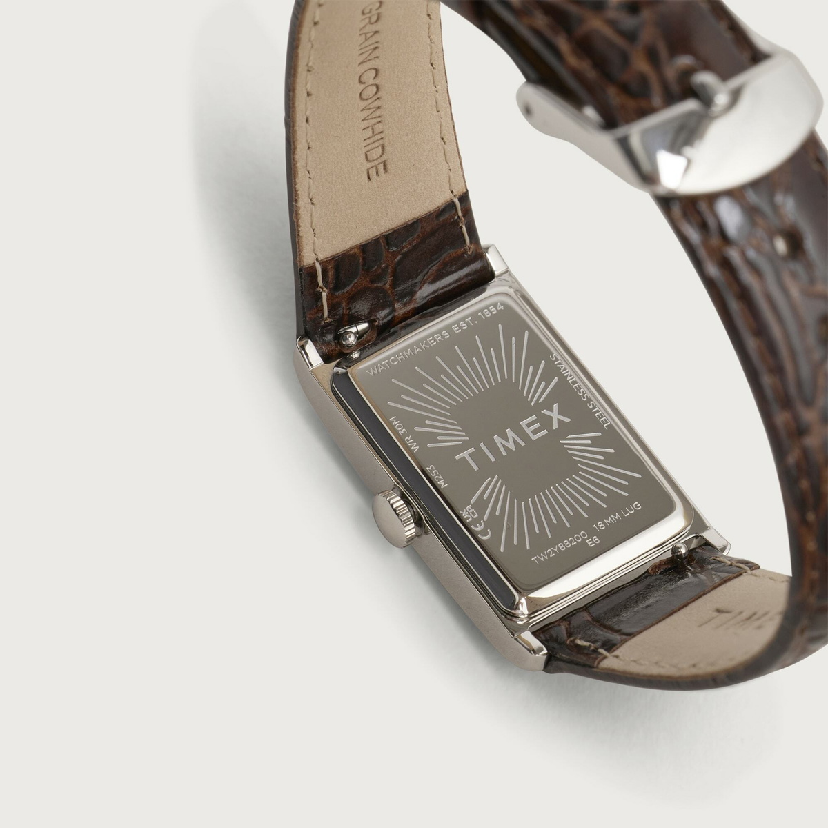Timex 1976 Lexington Dress Rectangle Watch in Silver/Brown