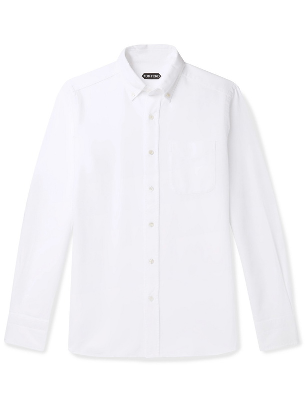 Photo: TOM FORD - Slim-Fit Button-Down Collar Cotton-Poplin Shirt - White - EU 41
