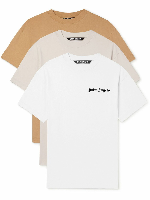 Photo: Palm Angels - Three-Pack Logo-Print Cotton-Jersey T-Shirt - Multi