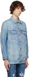 R13 Blue Pat Oversized Trucker Jacket