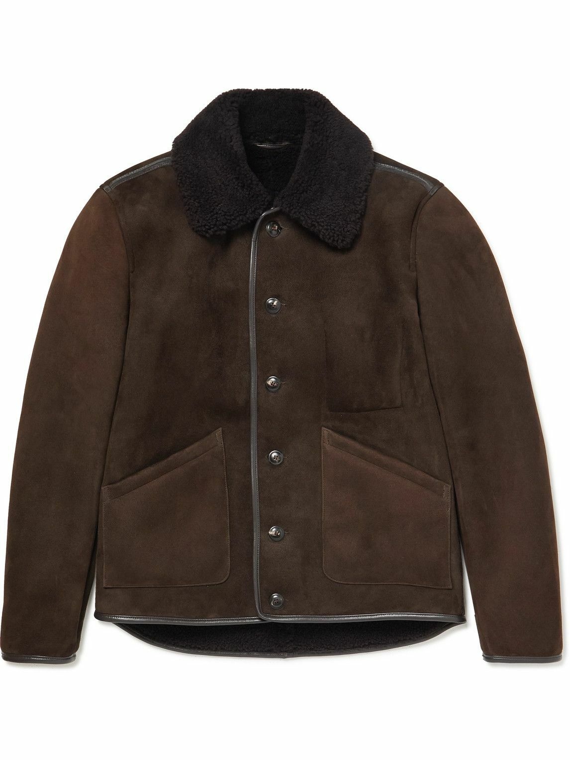 Photo: YMC - Brainticket MK2 Leather-Trimmed Shearling Jacket - Brown