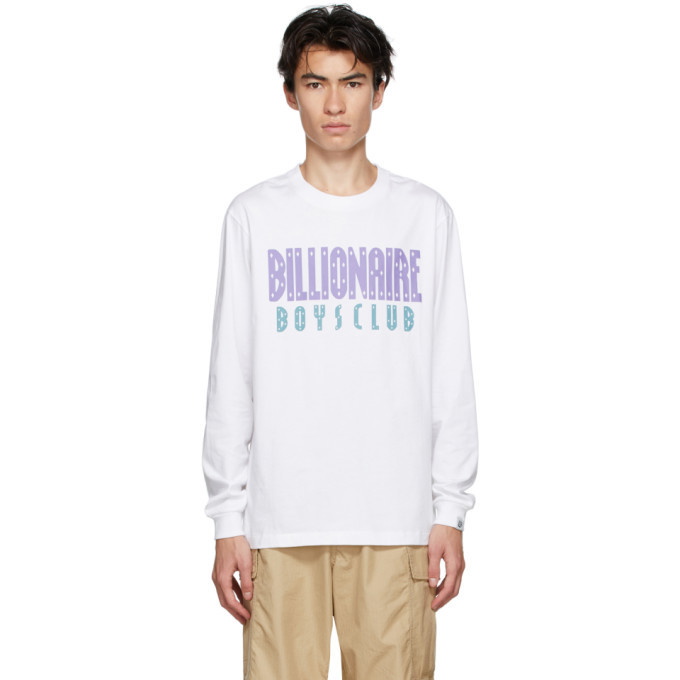Photo: Billionaire Boys Club White Straight Logo Long Sleeve T-Shirt