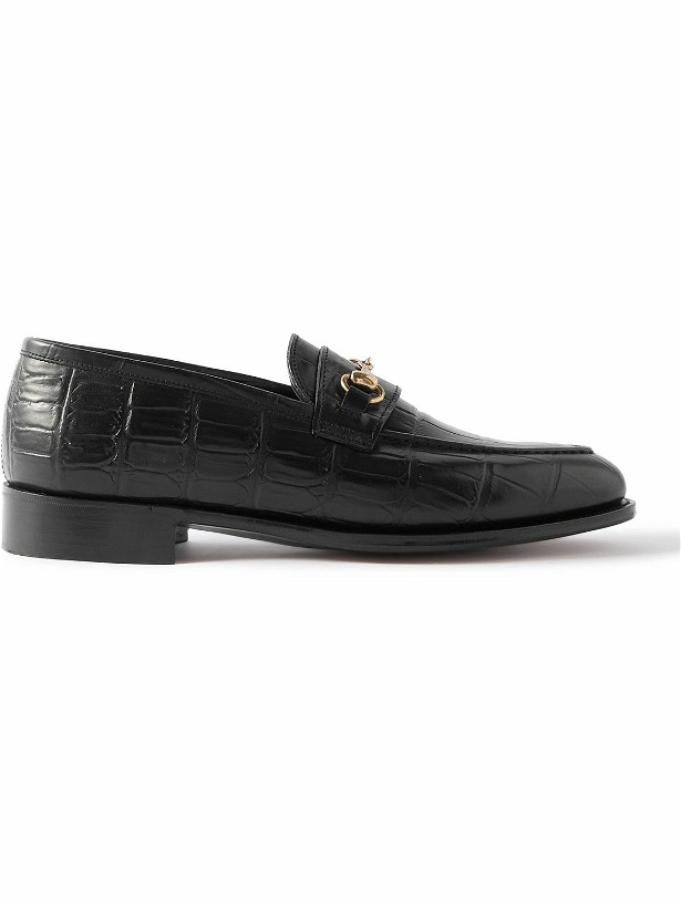 Photo: George Cleverley - Colony Horsebit Croc-Effect Leather Loafers - Black