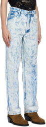 Dries Van Noten Off-White & Blue Tie-Dye Jeans