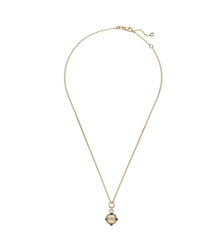 Photo: FoundRae Infinite Gratitude 18kt gold necklace with diamonds and sapphires