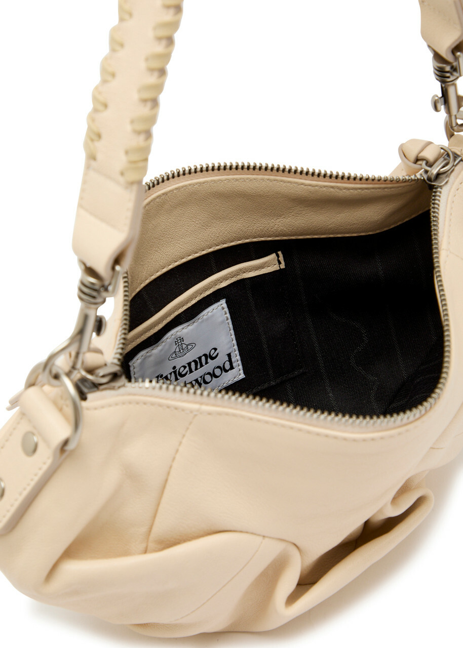 Vivienne Westwood Agnes Small Gathered Leather Shoulder bag - Cream - One Size