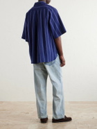 Kardo - Yusuke Camp-Collar Striped Cotton Shirt - Blue
