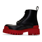 Balenciaga Black and Red Strike Boots