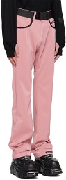99%IS- Pink 'ATT1%TUDE' Always Glossy Faux-Leather Trousers