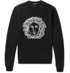 Versace - Embroidered Cotton-Blend Jersey Sweatshirt - Men - Black