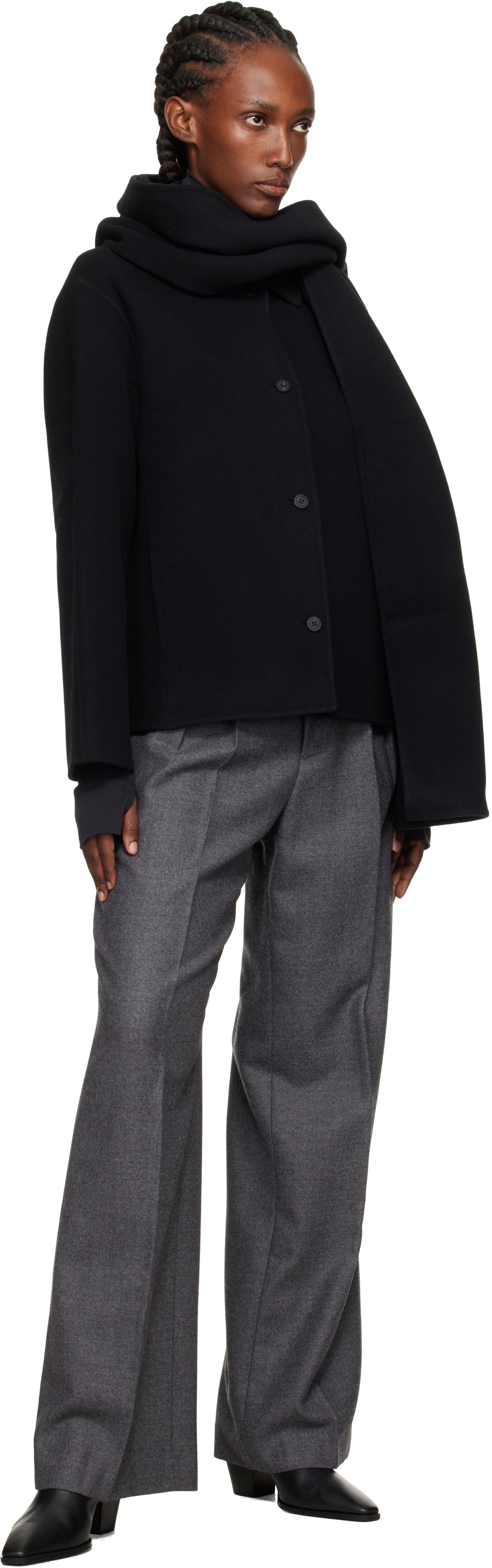LE17SEPTEMBRE Black Virgin Wool Scarf & Jacket