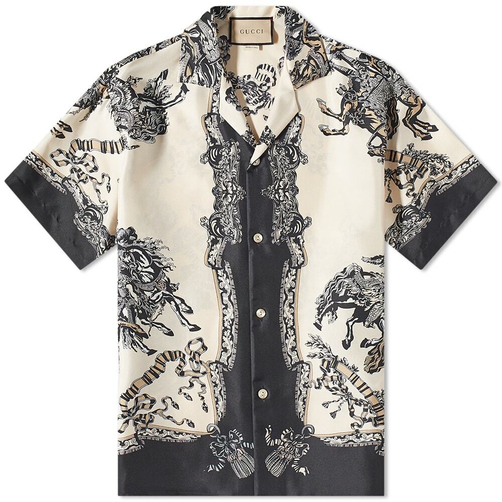 Gucci Men's Patterned Vacation Shirt in Black Gucci