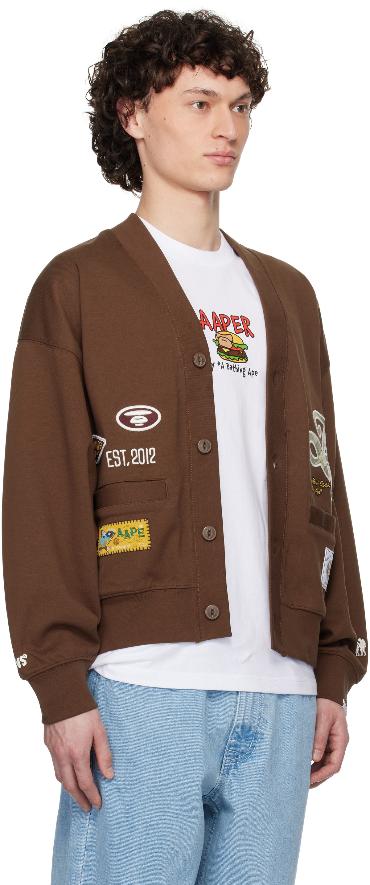 AAPE by A Bathing Ape Brown Main Cardigan