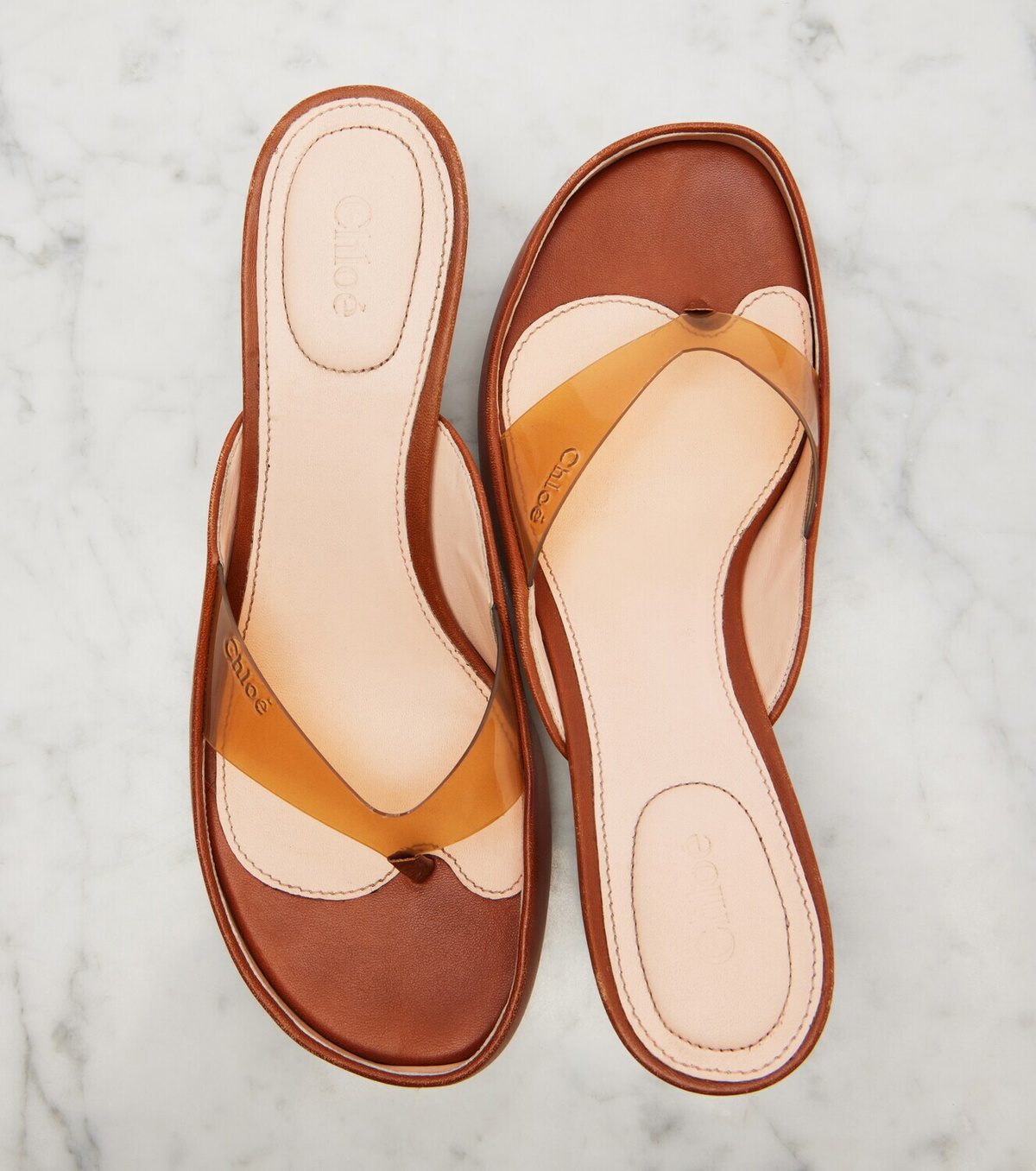 Chloé Junie leather and TPU thong sandals