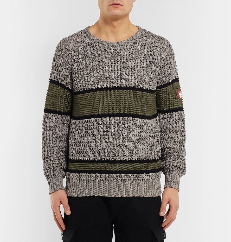 Cav Empt - Striped Waffle-Knit Cotton Sweater - Men - Gray Cav Empt
