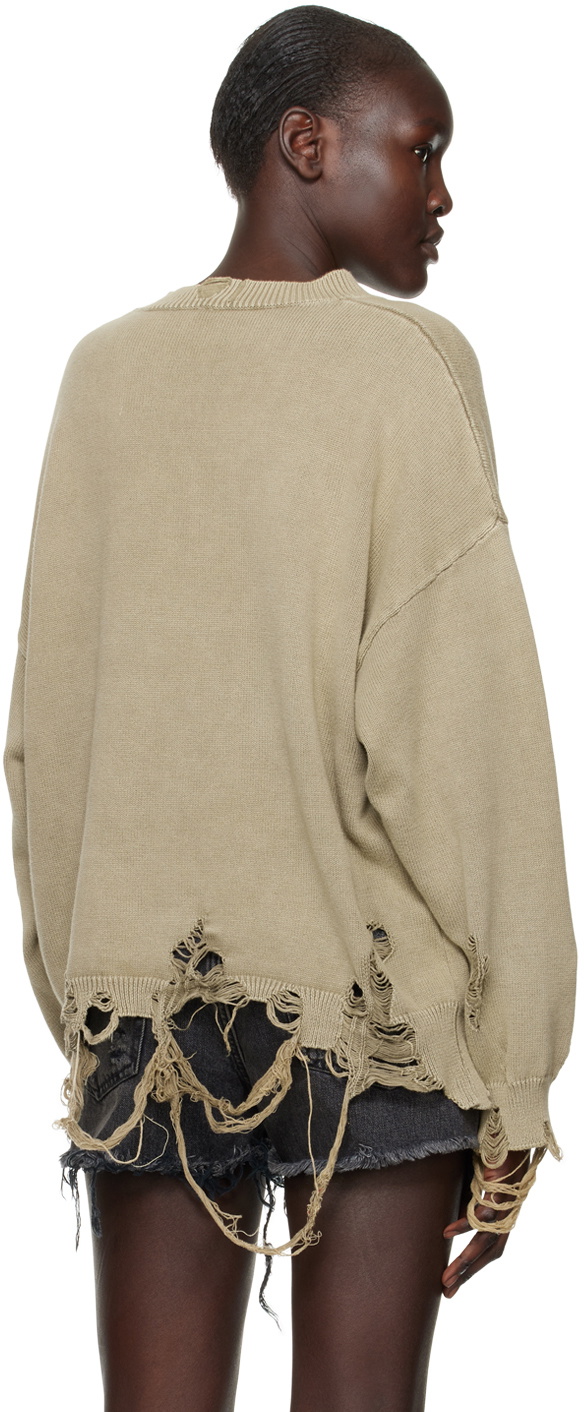 R13 Khaki Destroyed Oversized Sweater R13