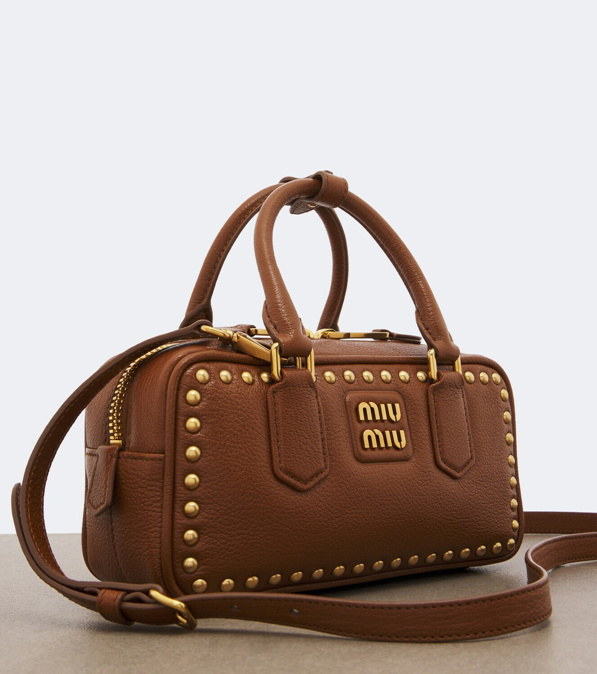 Miu Miu Arcadie studded leather top-handle bag