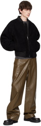 Entire Studios Black Raglan Bomber Leather Jacket