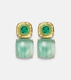 Octavia Elizabeth Double Orbit 18kt gold earrings with tourmaline and emeralds