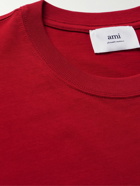 AMI PARIS - Logo-Embroidered Organic Cotton-Jersey T-Shirt - Red
