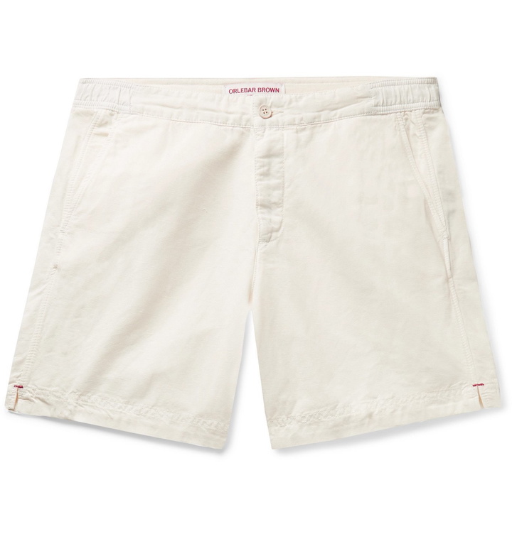 Photo: Orlebar Brown - Bulldog Garment-Dyed Slubbed Cotton and Linen-Blend Shorts - White