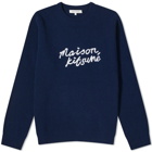 Maison Kitsuné Men's Handwriting Crew Knit in Ink Blue