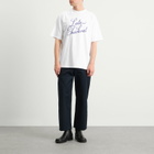Late Checkout Men's Blue Script T-Shirt in White