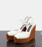 Dolce&Gabbana Logo embroidered leather wedge espadrilles