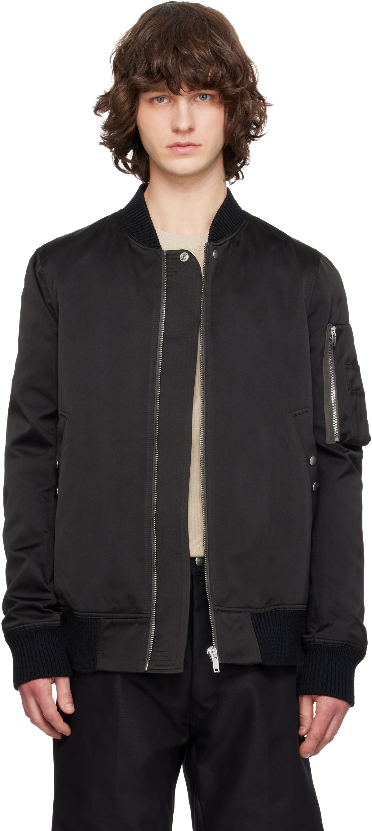 Rick Owens Black Batwing Flight Bomber Jacket Rick Owens