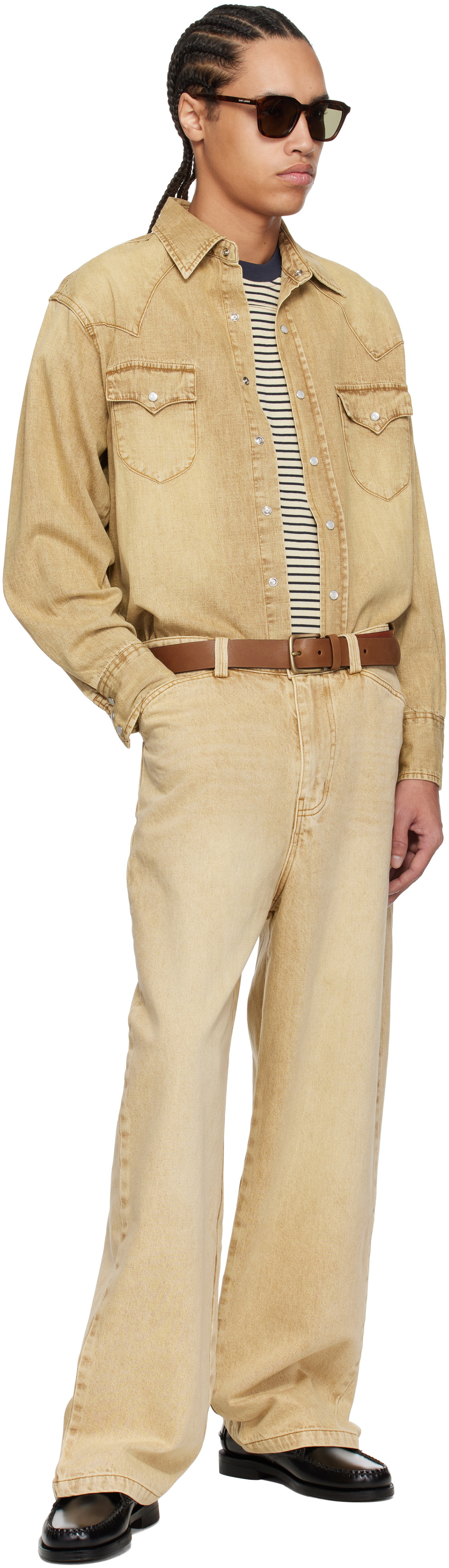 Carter Young Beige Western Denim Shirt