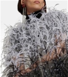 Monique Lhuillier Ombre feather-embellished silk tulle cape