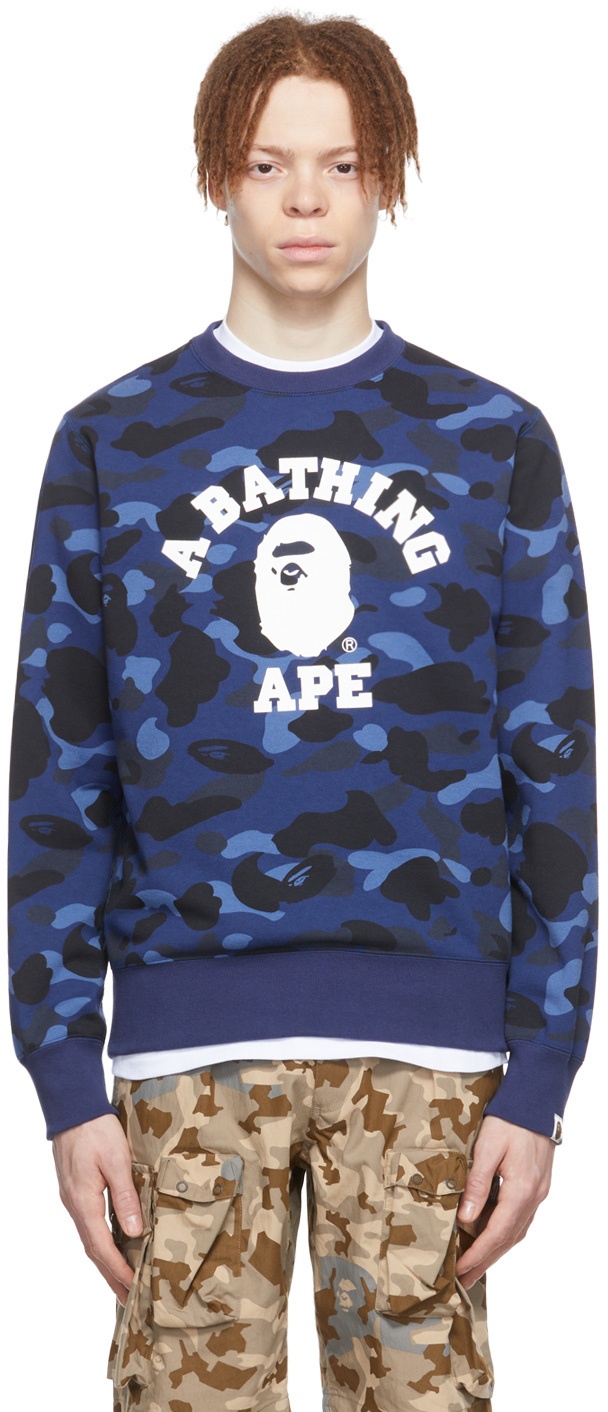 BAPE Navy Camo College Sweatshirt A Bathing Ape