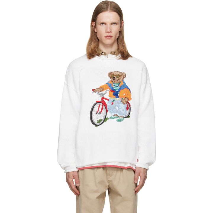 Photo: Polo Ralph Lauren White Polo Bear Bike Sweater