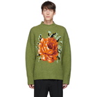 AMI Alexandre Mattiussi Green Flower Pullover Sweater