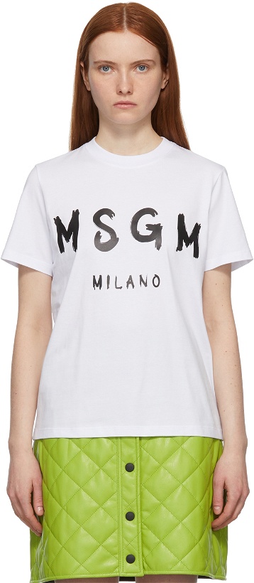 Photo: MSGM White Stroke Logo T-Shirt