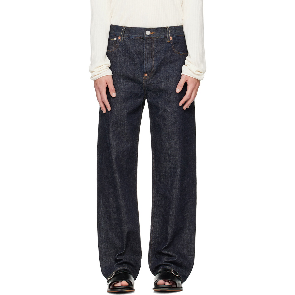 Kenzo Navy Kenzo Paris 'KENZO Tulip' Straight Fit Jeans
