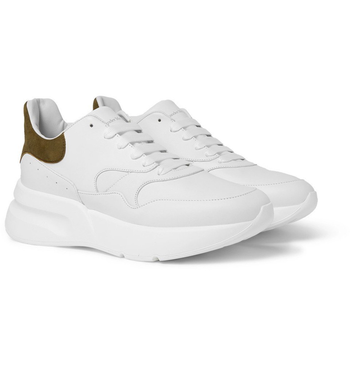 Photo: Alexander McQueen - Exaggerated-Sole Suede-Trimmed Leather Sneakers - White