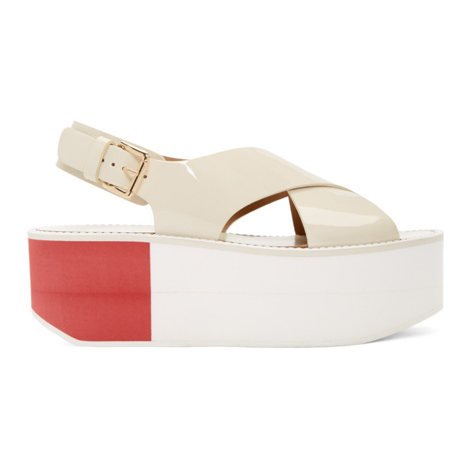Flamingos Off-White Patent Virginia Platform Sandals