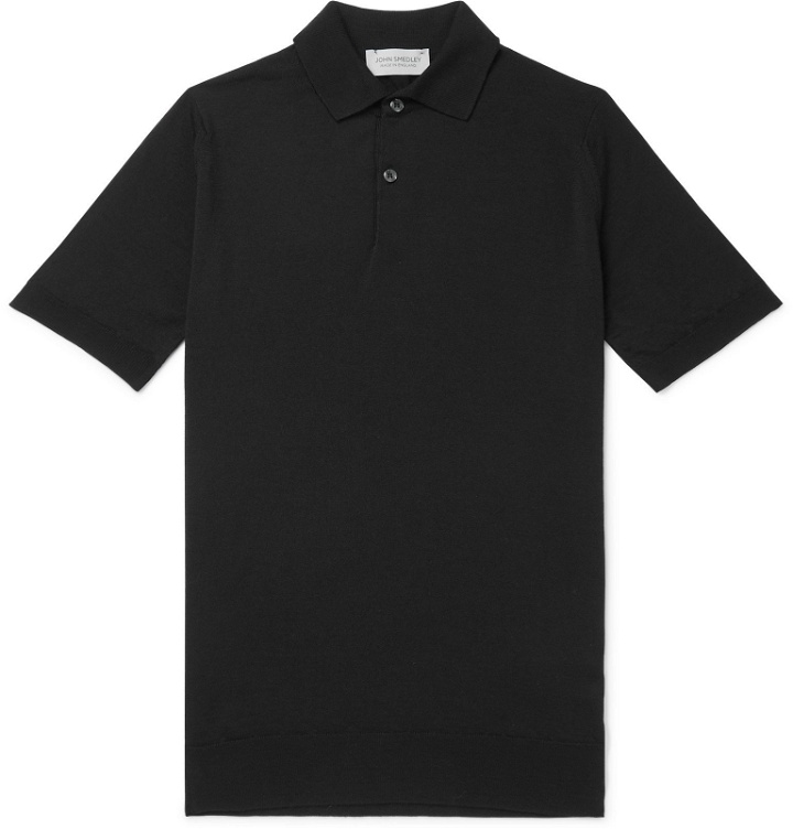 Photo: John Smedley - Payton Slim-Fit Wool Polo Shirt - Black