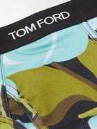 TOM FORD - Floral-Print Stretch-Cotton Briefs - Blue