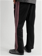 Needles - Slim-Fit Bootcut Striped Embroidered Tech-Jersey Track Pants - Black