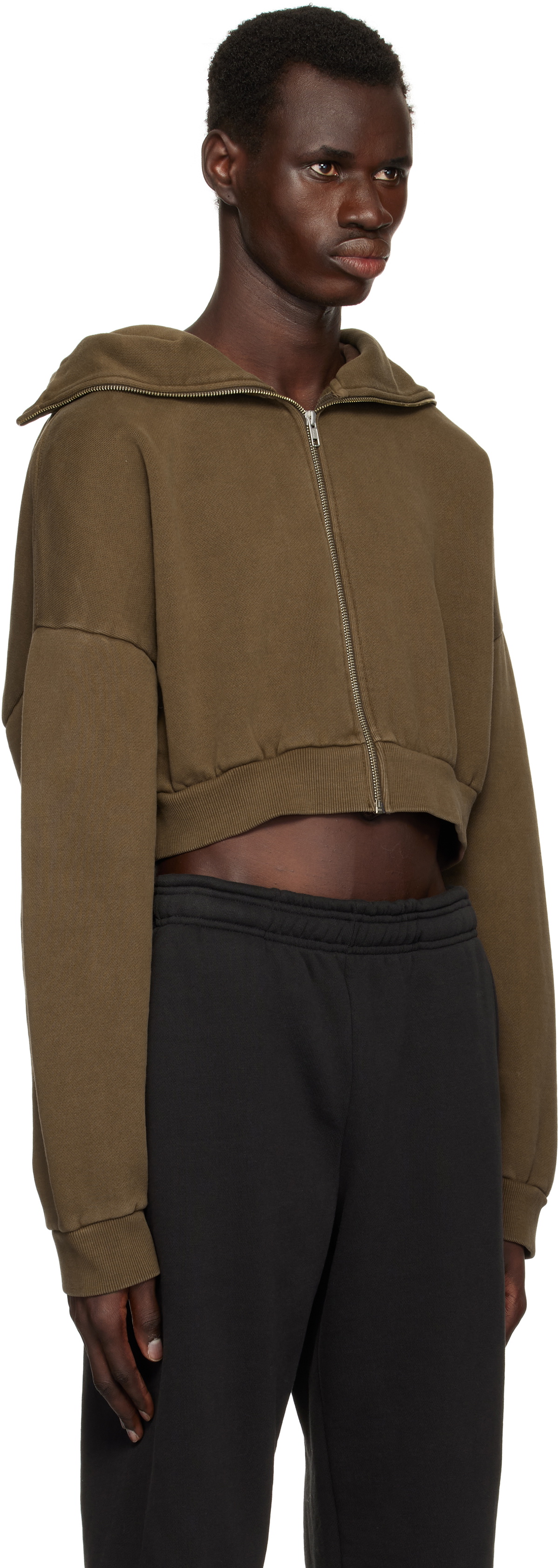 Entire Studios Brown Cropped Full Zip Hoodie Entire Studios