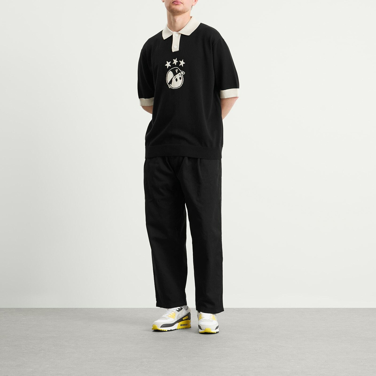 Pawa Speed Sports Men's Footie Knit Polo in Black