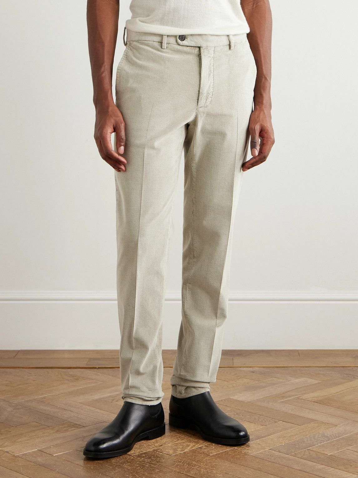 Incotex - Straight-Leg Cotton-Blend Corduroy Trousers - Neutrals