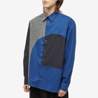 JW Anderson Men's Curved Patchwork Shirt in Grey