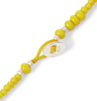 Mikia - White Hearts Glass and Sterling Silver Beaded Double-Wrap Bracelet - Yellow