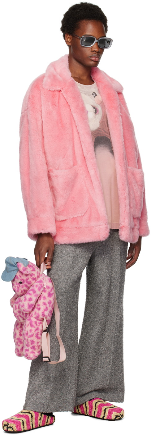 Acne Studios Pink Teddy Backpack