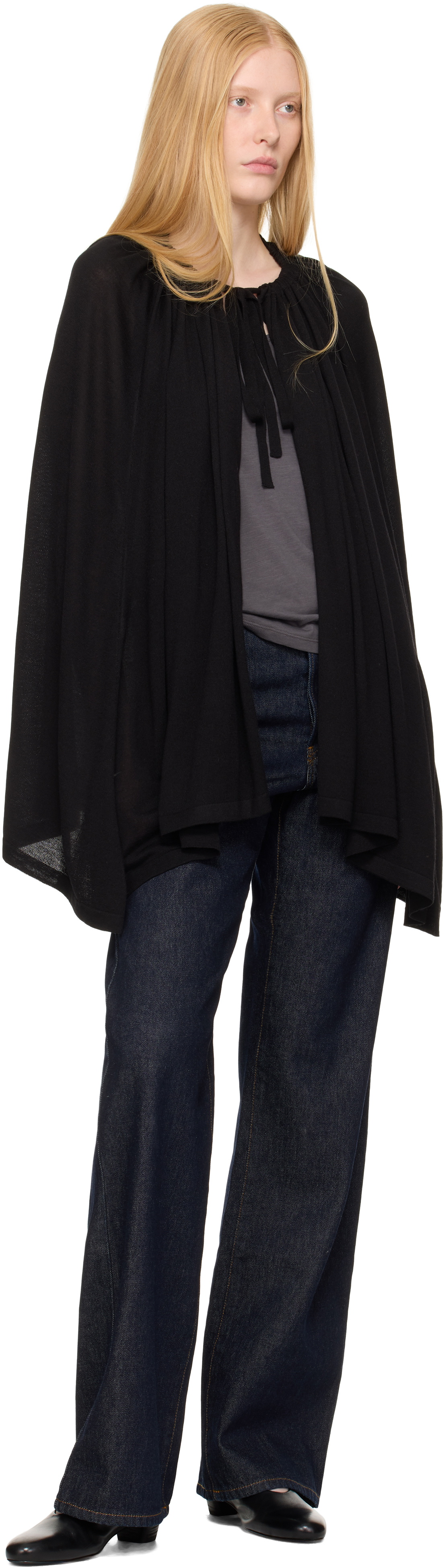 TOTEME Black Drawstring Cape