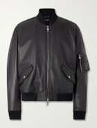 Dolce&Gabbana - Padded Full-Grain Leather Bomber Jacket - Black