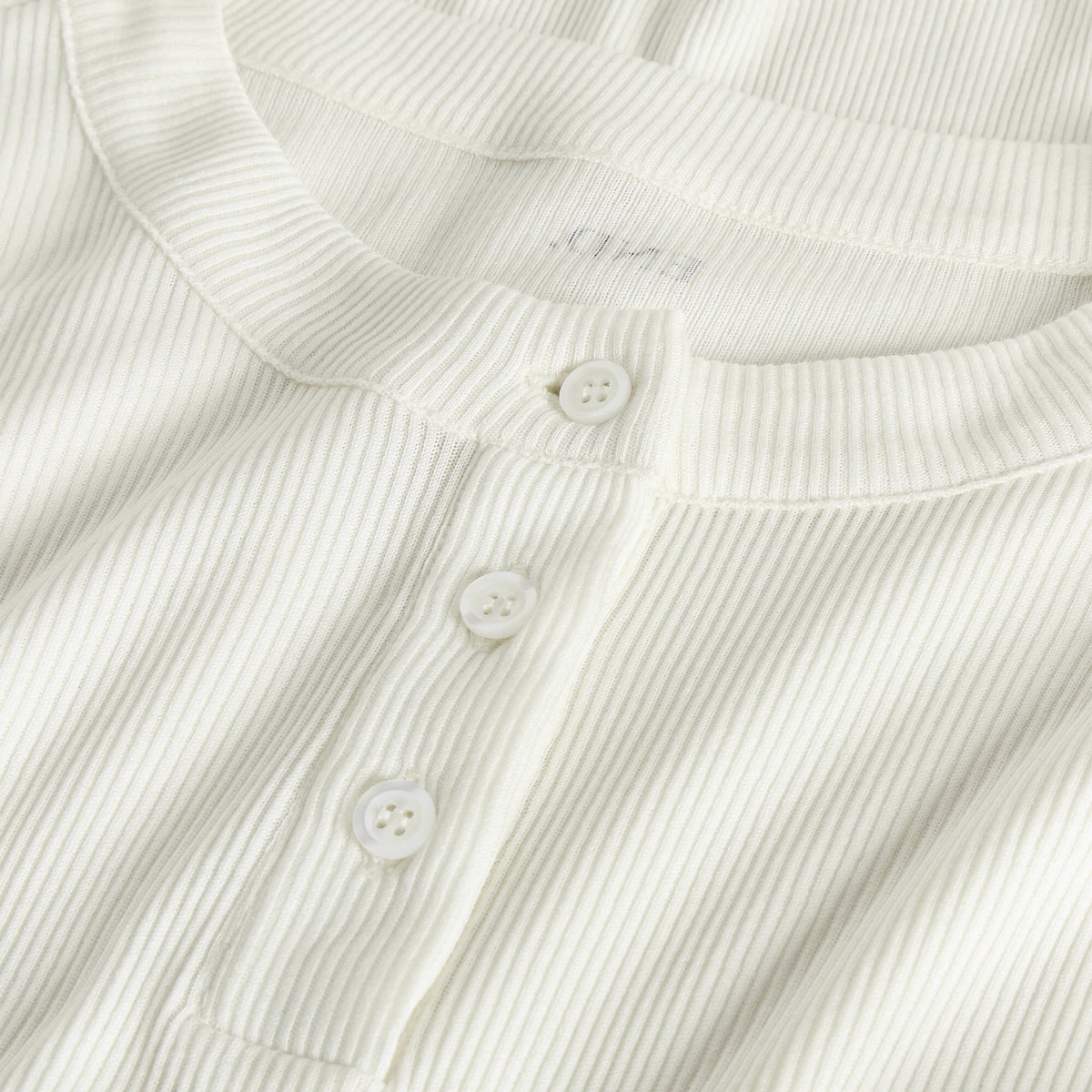 END. Women's Henley LS Top in Off White